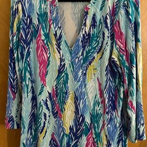 Lilly Pulitzer Multicolor Feather Print Blouse